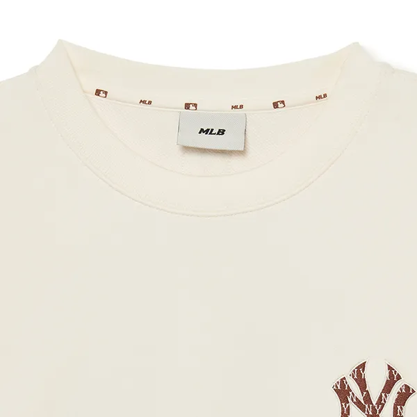 Áo Nỉ Sweater MLB Monogram Big Lux Overfit New York Yankees 3AMTM1234-50CRS Màu Kem