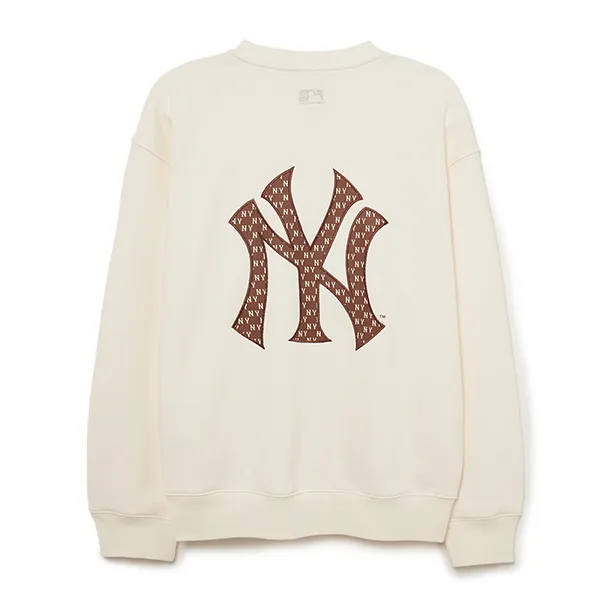 Áo Nỉ Sweater MLB Monogram Big Lux Overfit New York Yankees 3AMTM1234-50CRS Màu Kem