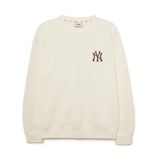 Áo Nỉ Sweater MLB Monogram Big Lux Overfit New York Yankees 3AMTM1234-50CRS Màu Kem