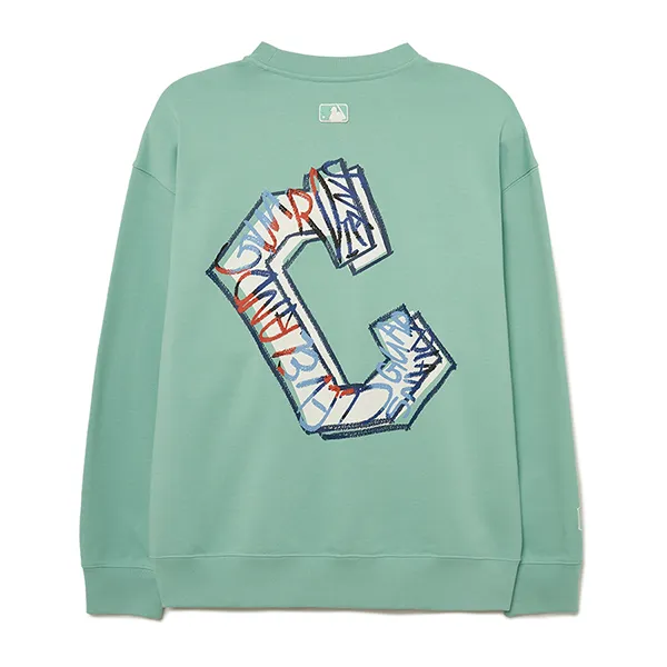 Áo Nỉ Sweater MLB Op Art Cleveland Guardians 3AMTL2034-45MTL Màu Xanh Mint Size XS
