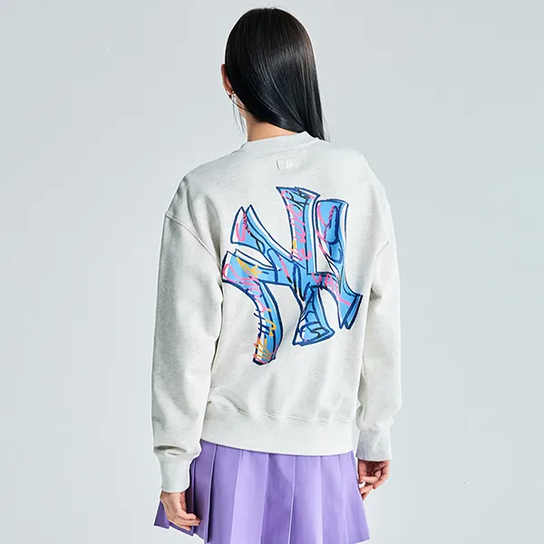 Áo Nỉ Sweater MLB Pop Art New York Yankees 3AMTL2034-50MGL Màu Xám