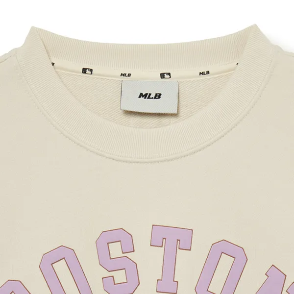 Áo Nỉ Sweater Nữ MLB Croptop 3FMTV0234-43CRD Màu Kem - 3