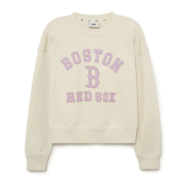 Áo Nỉ Sweater Nữ MLB Croptop 3FMTV0234-43CRD Màu Kem - Thời trang - Vua Hàng Hiệu