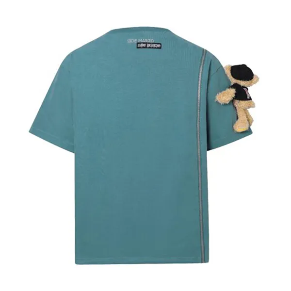 Áo Phông 13 De Marzo Clipping Logo Bear Zipper T-Shirt Bluefin Màu Xanh
