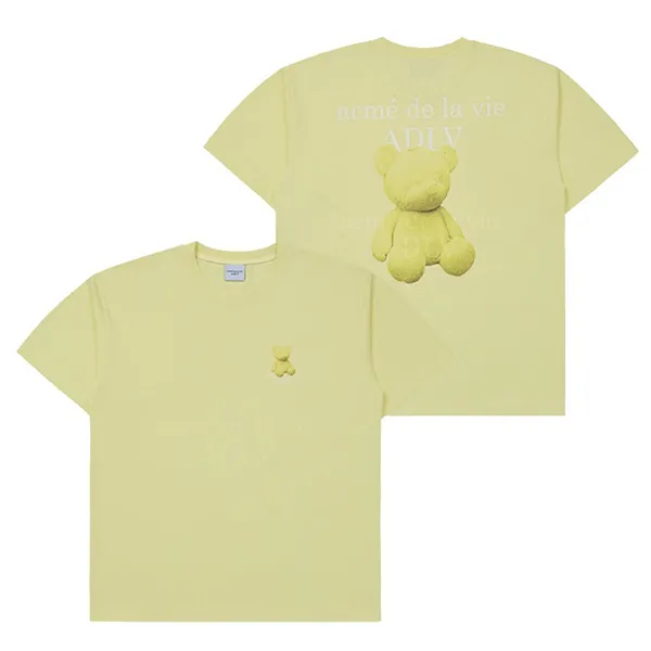 Áo Phông Acmé De La Vie ADLV Fuzzy Bear Short Sleeve T-Shirt Light Yellow Màu Vàng