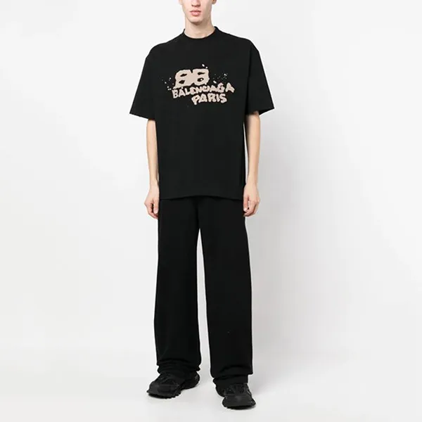 Áo Phông Balenciaga Hand Drawn Bb Icon T-Shirt Màu Đen Size S