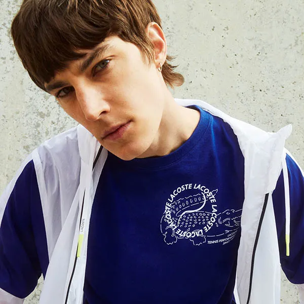 Áo Phông Nam Lacoste For Roland-Garros Man T-shirt TH0964-00-EMJ Màu Xanh Size 3