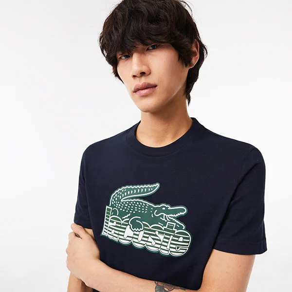 Áo Phông Nam Lacoste Men’s Cotton Jersey Print T-shirt TH5070-00-166 Màu Xanh Navy Size 3