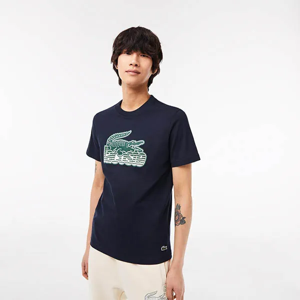 Áo Phông Nam Lacoste Men’s Cotton Jersey Print T-shirt TH5070-00-166 Màu Xanh Navy Size 3