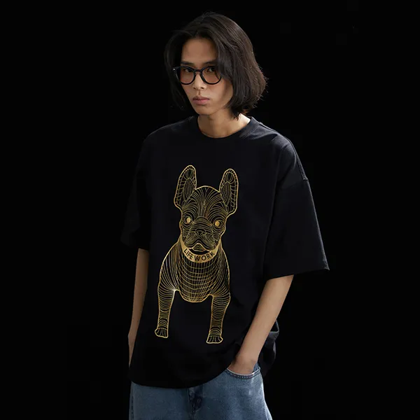 Áo Phông LifeWork Gold Silver Dog Short-Sleeved T-Shirt LW235TS299 Màu Đen Size XS