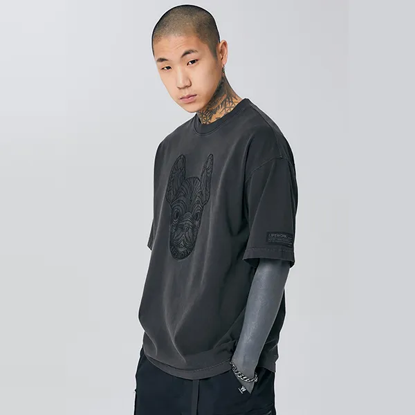 Áo Phông LifeWork Pigment Embroidered Short LW232TS080-1 Màu Đen Size S - Thời trang - Vua Hàng Hiệu