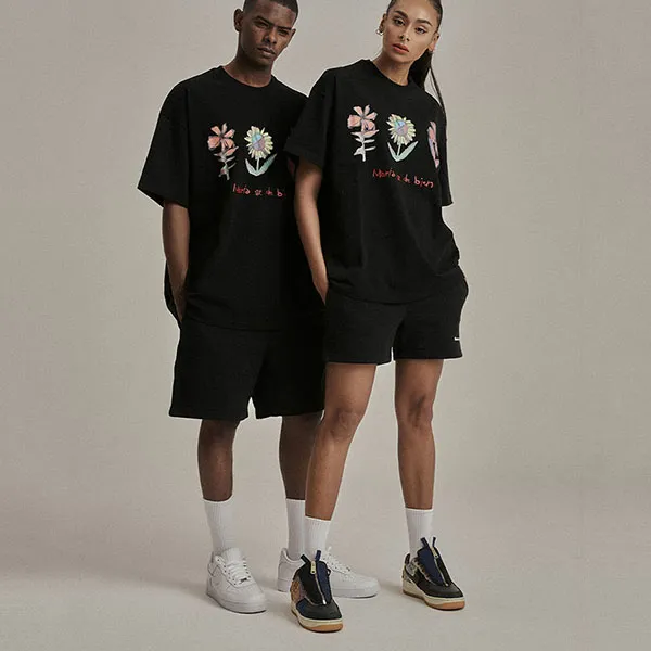 Áo Phông Mariagedebien MGDB Tshirt Họa Tiết Hoa Black Màu Đen