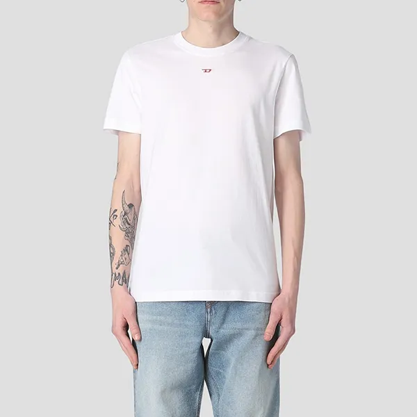 Áo Phông Nam Diesel White With Red Logo Tshirt A04081 0GRAI/100 Màu Trắng - Thời trang - Vua Hàng Hiệu