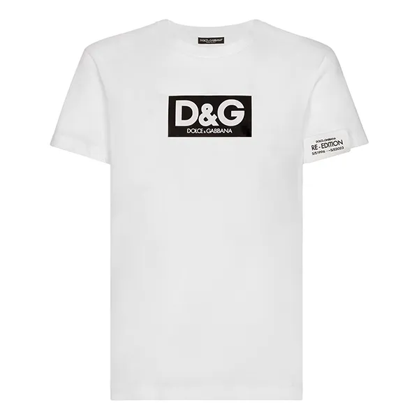 Áo Phông Nam Dolce & Gabbana D&G Cotton Round-Neck T-Shirt G8QI4TFU7EQW0800 Màu Trắng Size S