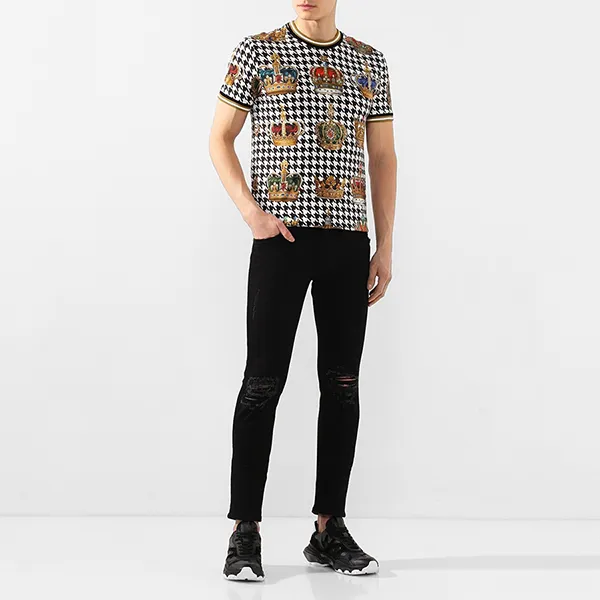 Áo Phông Nam Dolce & Gabbana D&G Crown T-Shirt G8KC0T HS7AB Phối Màu Size 44