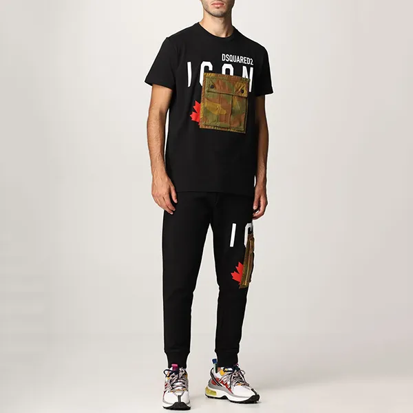 Áo Phông Nam Dsquared2 Camouflage Pocket T-Shirt S79GC0032900 Màu Đen Size XS