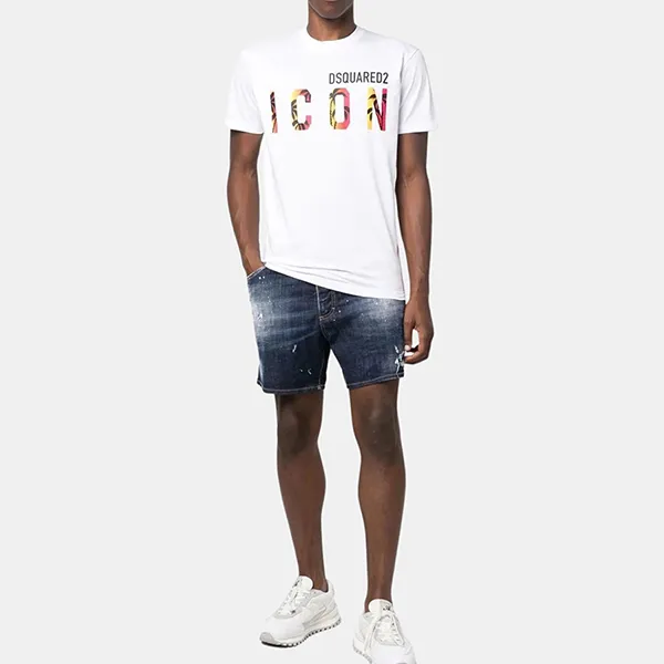 Áo Phông Nam Dsquared2 Icon Sunset Cool T-Shirt S79GC0065S23009100 Màu Trắng Size L