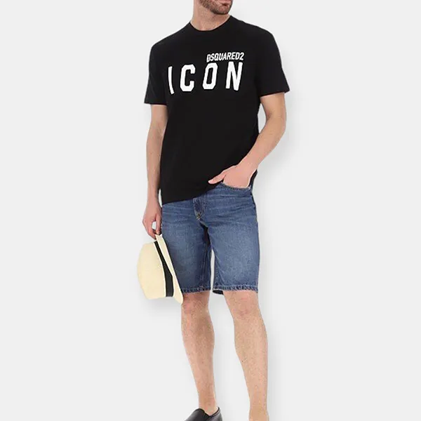 Áo Phông Nam Dsquared2 Icon T-Shirt S79GC0003 Màu Đen Size XS