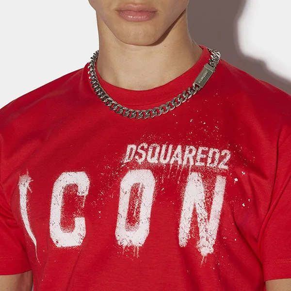 Áo Phông Nam Dsquared2 Spray Cool T-Shirt S79GC0039S23009312 Màu Đỏ Size 48 - Thời trang - Vua Hàng Hiệu