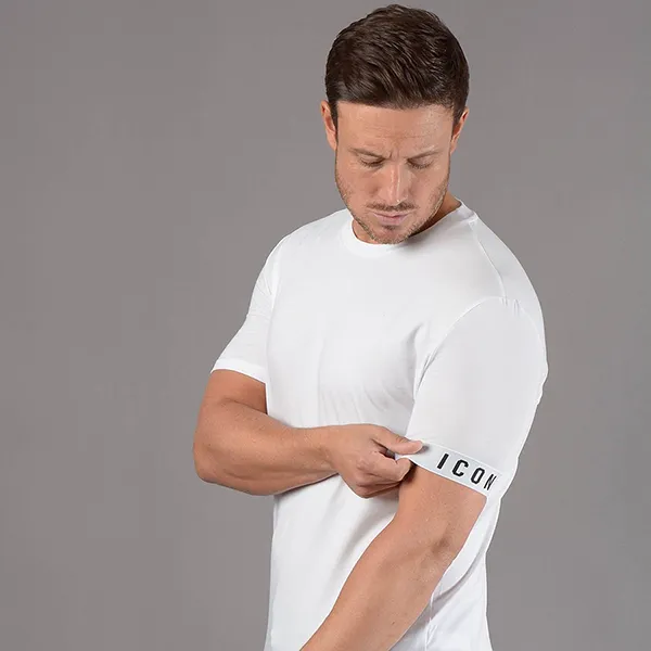 Áo Phông Nam Dsquared2 White With ICON Branding On Arm Tshirt D9M3S3590 10012 Màu Trắng Size L