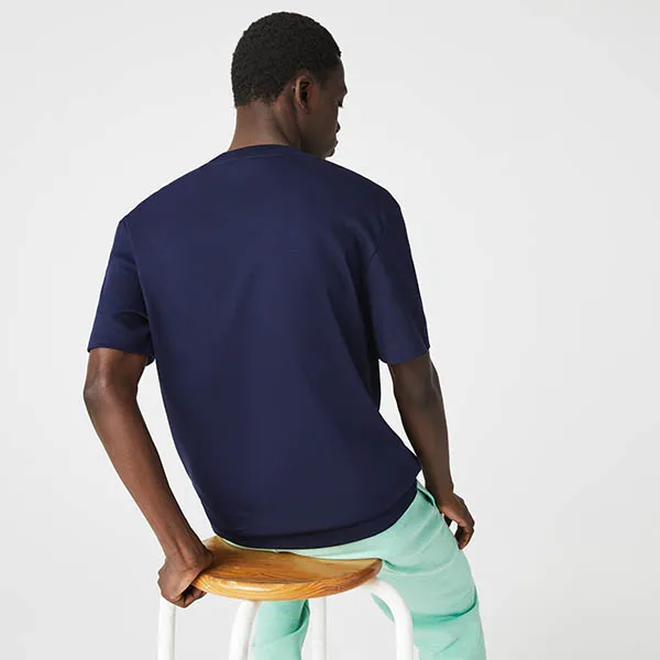Áo Phông Nam Lacoste Men's Made In France Embroidered Organic Cotton T-Shirt TH2691-00-166 Màu Xanh Navy Size 3