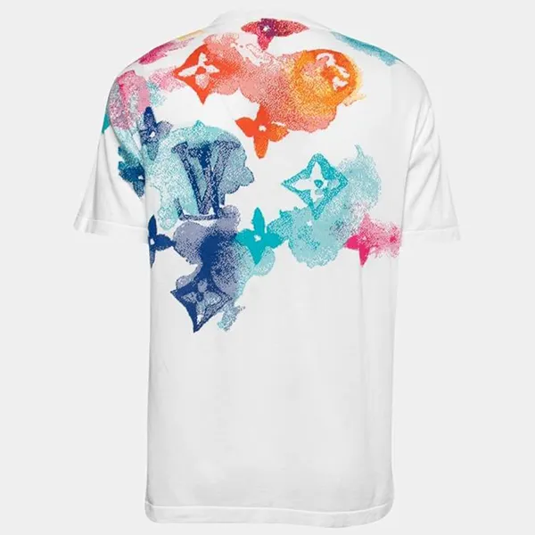 Áo Phông Nam Louis Vuitton LV White Stretch Cotton Watercolor Knit Crew Neck TShirt Màu Trắng Họa Tiết Size M - Thời trang - Vua Hàng Hiệu
