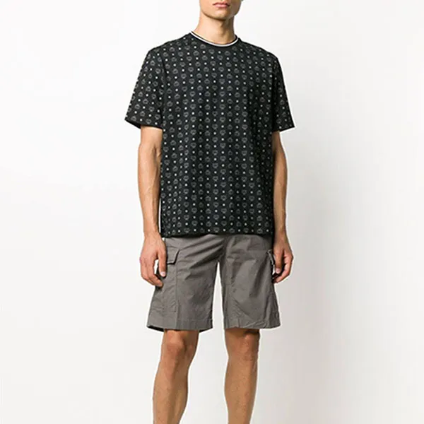 Áo Phông Nam MCM Monogram Logo Print TShirt Màu Đen Họa Tiết