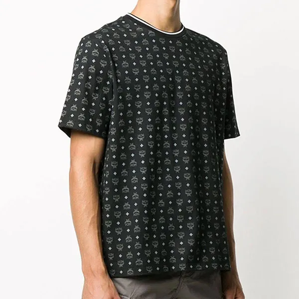 Áo Phông Nam MCM Monogram Logo Print TShirt Màu Đen Họa Tiết