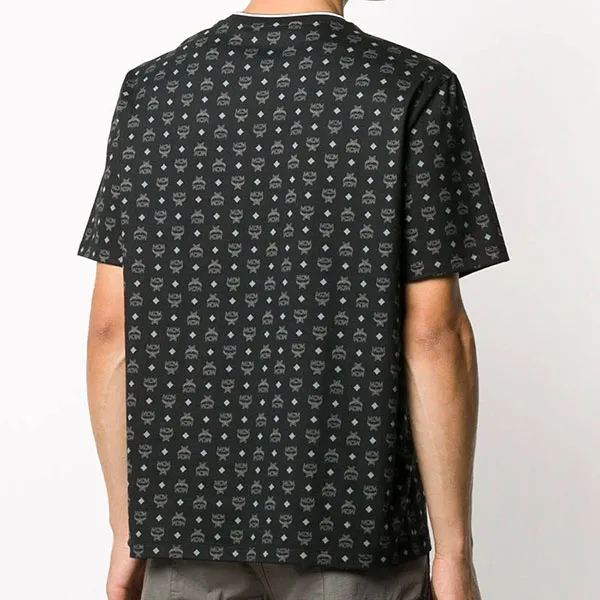 Áo Phông Nam MCM Monogram Logo Print TShirt Màu Đen Họa Tiết