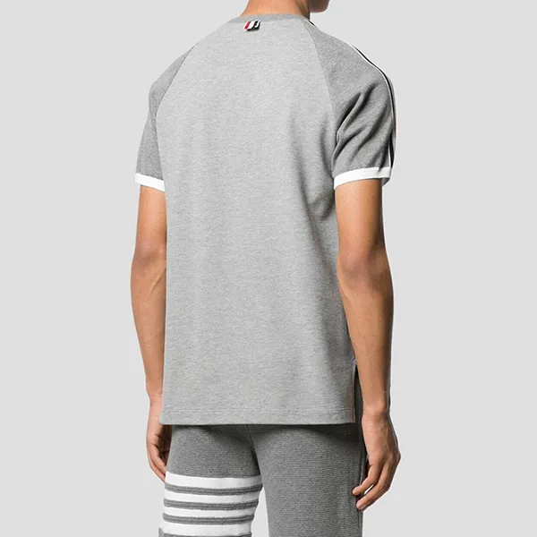 Áo Phông Nam Thom Browne Grey With Classic Pique RWB Tshirt MJS112A 00050 055 Màu Xám