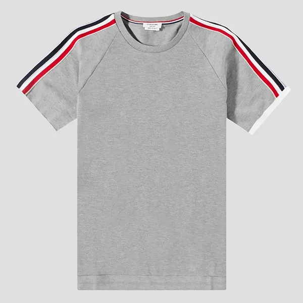 Áo Phông Nam Thom Browne Grey With Classic Pique RWB Tshirt MJS112A 00050 055 Màu Xám