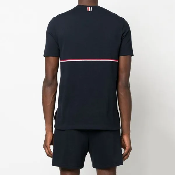 Áo Phông Nam Thom Browne Stripe T-Shirt MJS221AJ0058415 Màu Xanh Navy Size 4