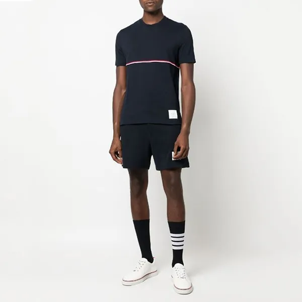 Áo Phông Nam Thom Browne Stripe T-Shirt MJS221AJ0058415 Màu Xanh Navy Size 4