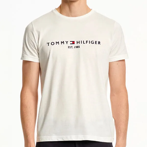 Áo Phông Nam Tommy Hilfiger Organic Cotton Embroidered Logo TShirt White Màu Trắng Size L - Thời trang - Vua Hàng Hiệu