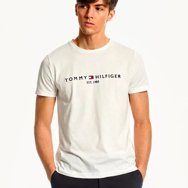 Áo Phông Nam Tommy Hilfiger Organic Cotton Embroidered Logo TShirt White Màu Trắng Size L - Thời trang - Vua Hàng Hiệu