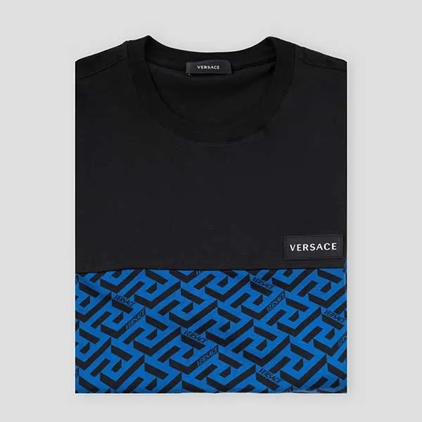 Áo Phông Nam Versace With La Greca Pattern Printed Tshirt 1008327 1A05962 Màu Xanh Đen - Thời trang - Vua Hàng Hiệu