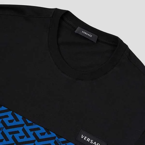 Áo Phông Nam Versace With La Greca Pattern Printed Tshirt 1008327 1A05962 Màu Xanh Đen - Thời trang - Vua Hàng Hiệu
