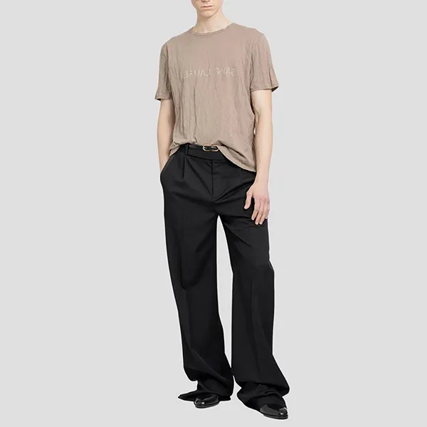 Áo Phông Nam Yves Saint Laurent YSL Beige With Reverse Logo Printed Tshirt 737736Y37HZ1553 Màu Be Đậm