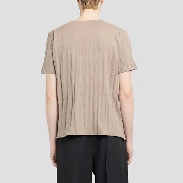 Áo Phông Nam Yves Saint Laurent YSL Beige With Reverse Logo Printed Tshirt 737736Y37HZ1553 Màu Be Đậm