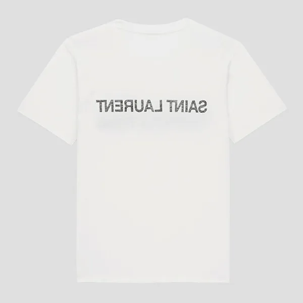 Áo Phông Nam Yves Saint Laurent YSL White With Reverse Logo Printed Tshirt 663278Y37AW9744 Màu Trắng