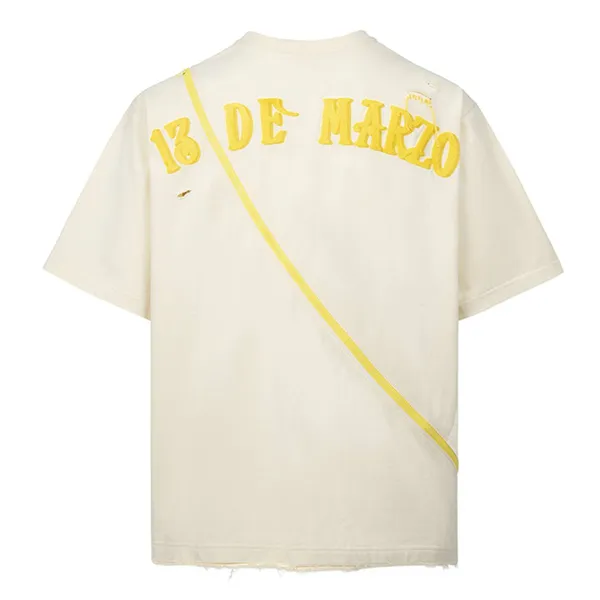 Áo Phông Nữ 13 De Marzo Beige Bear Broken Suture With Smiley Zipper Tshirt FR0004 02001 Màu Be