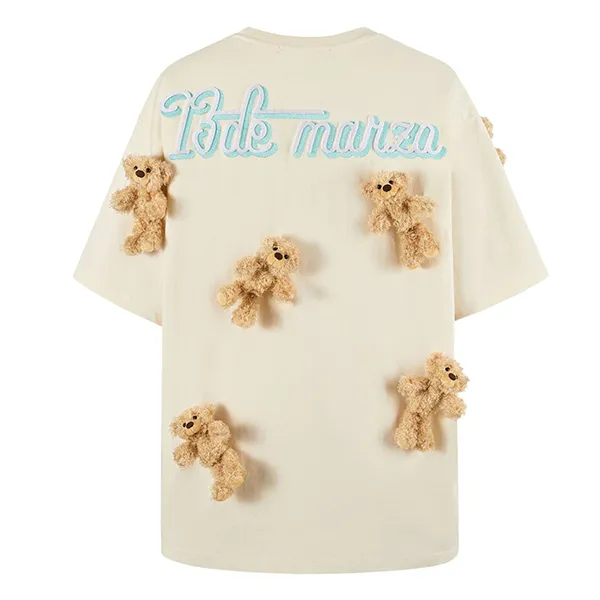 Áo Phông Nữ 13 De Marzo Beige Mini Bear With Logo Embroidered Tshirt FR0362 07901 Màu Be