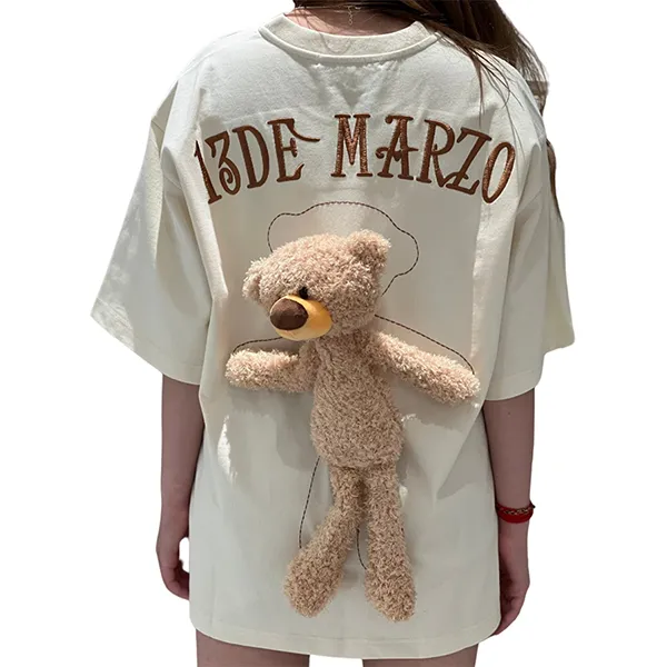 Áo Phông Nữ 13 De Marzo Beige With Bear Original Luminous Tshirt FR0591 01101 Màu Be - Thời trang - Vua Hàng Hiệu