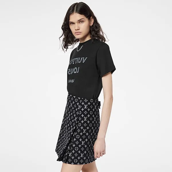 Áo Phông Nữ Louis Vuitton Print T-Shirt 1A84CL Màu Đen Size M