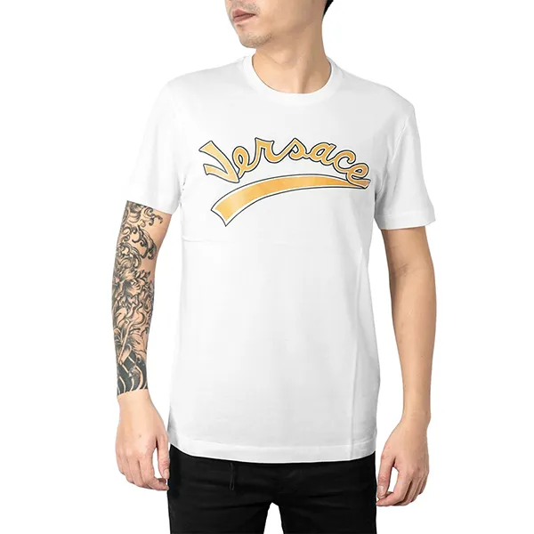 Áo Phông Nam Versace Logo T-Shirt VS5508 Màu Trắng Size 44