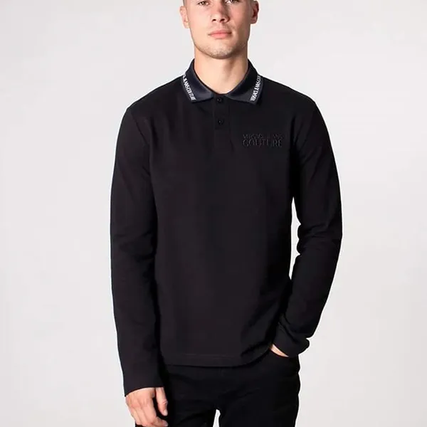 Áo Polo Dài Tay Nam Versace 73GAGT08 CJ01T 899 Màu Đen Size S