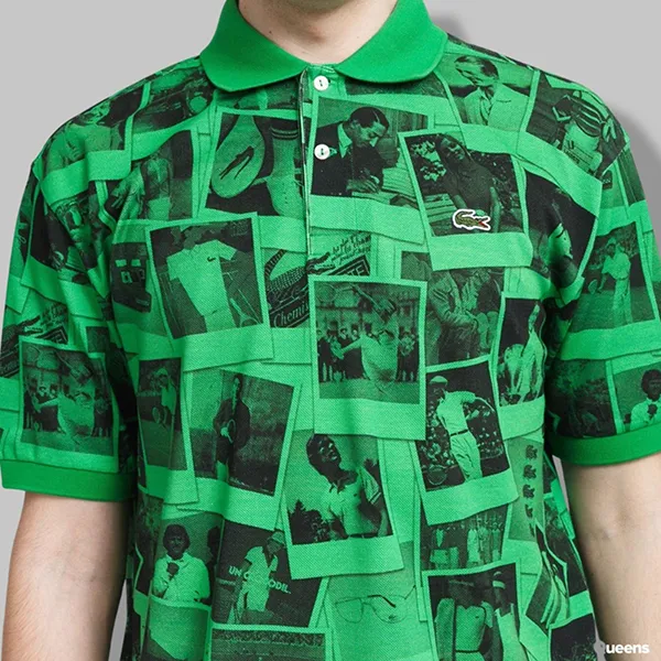 Áo Polo Lacoste Live x Polaroid Loose Fit Print Polo Shirt PH2182.6KP Màu Xanh Green Size 48