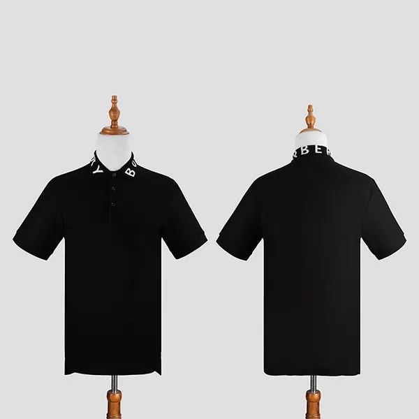 Áo Polo Nam Burberry Black With Logo Neck Detail 8067536 Màu Đen