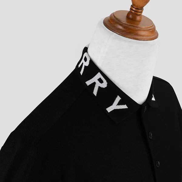 Áo Polo Nam Burberry Black With Logo Neck Detail 8067536 Màu Đen