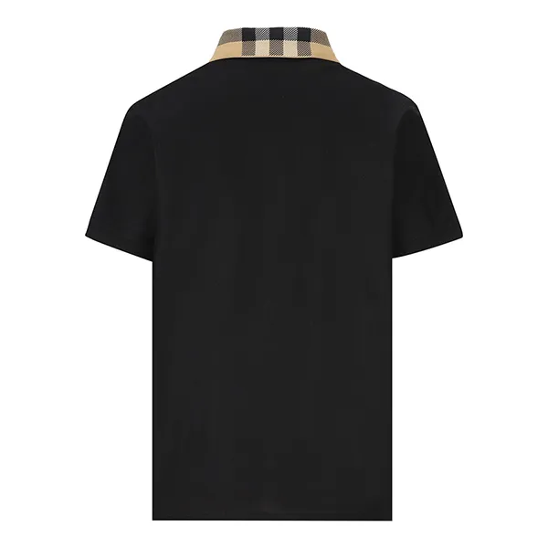 Áo Polo Nam Burberry Check Collar Cotton Shirt 80716211 Màu Đen Size S